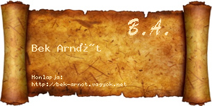 Bek Arnót névjegykártya